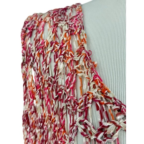 NWT BCBG Max Azria Multicolored Crochet Knit Cover Up Top | Boho Festival Indie - Picture 4 of 15